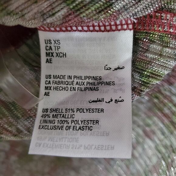 INC Womens Brown Floral/Metallic Long Sleeve V Neck Blouse Size XS - Picture 6 of 7